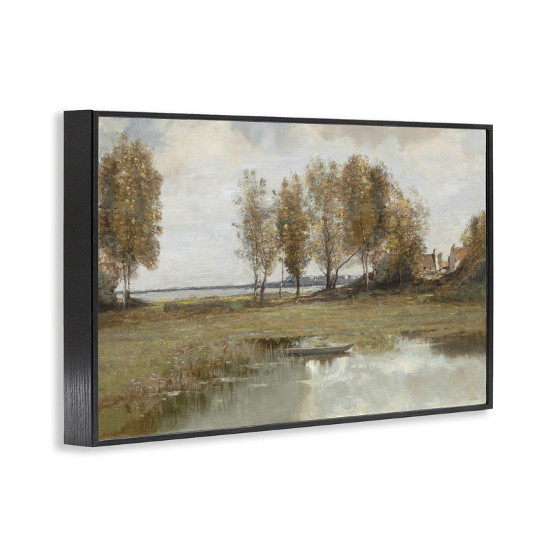 Giclée encadrée «A Peaceful Spot Landscape» par Amber Sterling, H 12 po x l 18 po, Giclée encadrée noir minuit