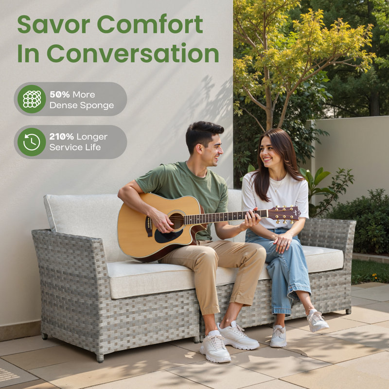 Ignatz 10 - Piece Patio Furniture Set With Cushions, Cream