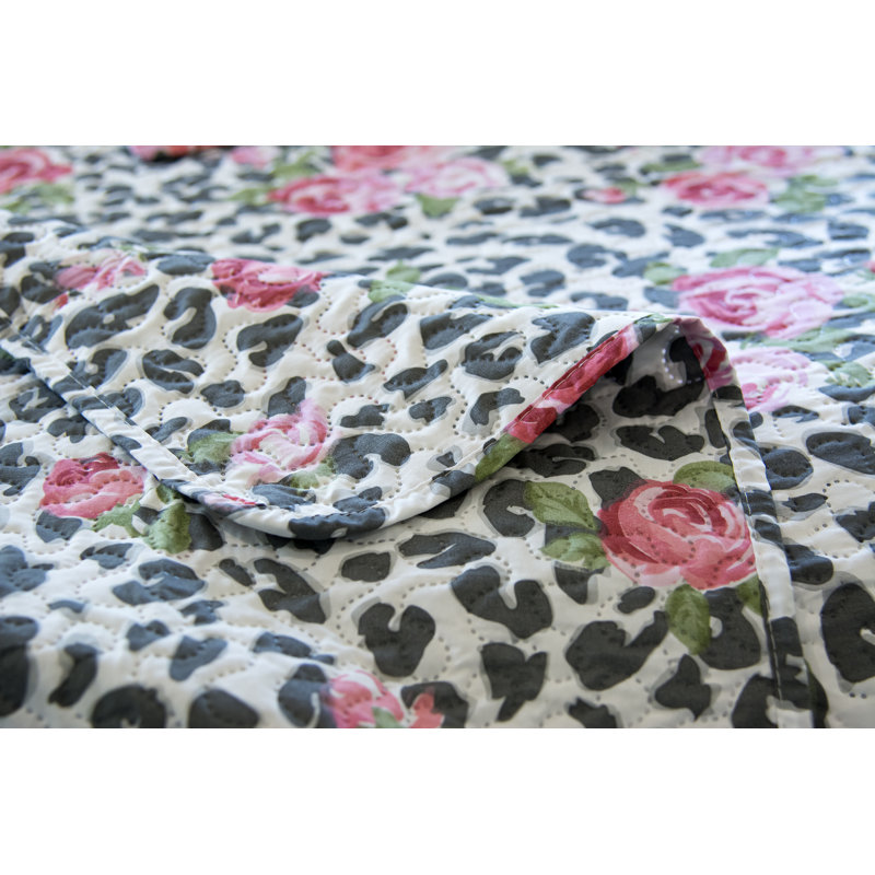 Ensemble de courtepointe en microfibre Rose Blossom, Courtepointe simple + 1 taie décorative simple