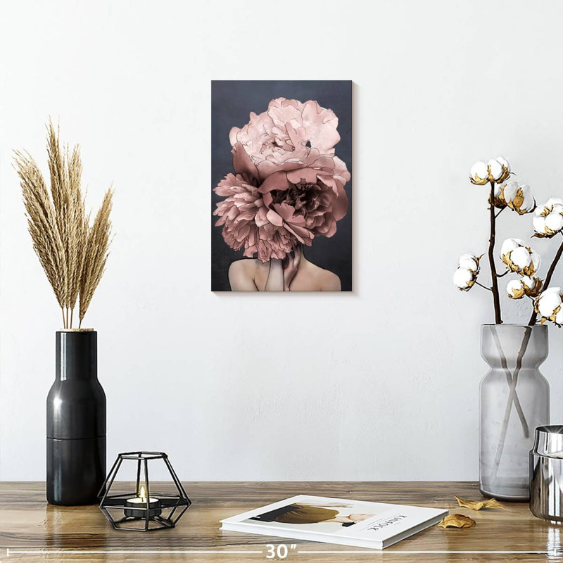 «Lady Peony» sur toile, H 12 po x l 8 po x P 1 po