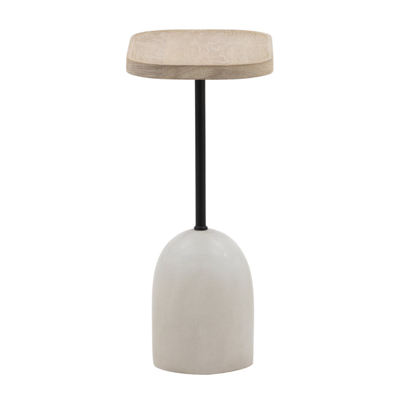 Jaiden 18" Wide Oak Wood End Table w/ Ceramic Base, Light Natural
