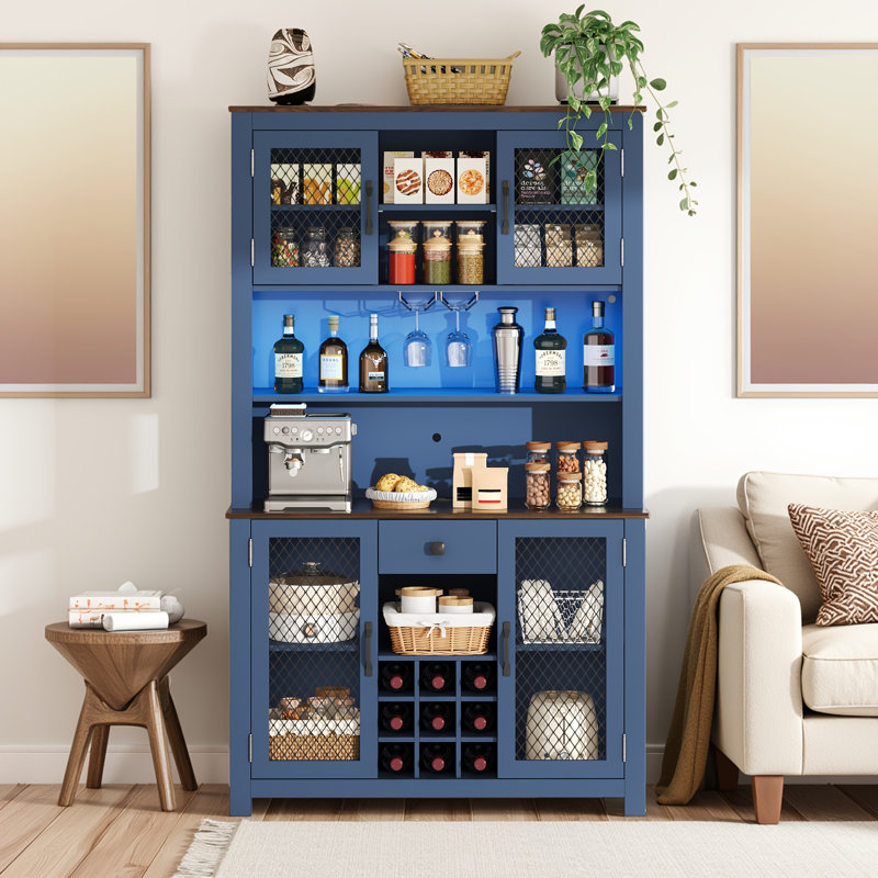 71" H Kitchen Pantry Cabinet, Navy Blue