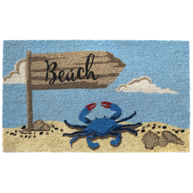 Beach Sign Crab Outdoor Doormat