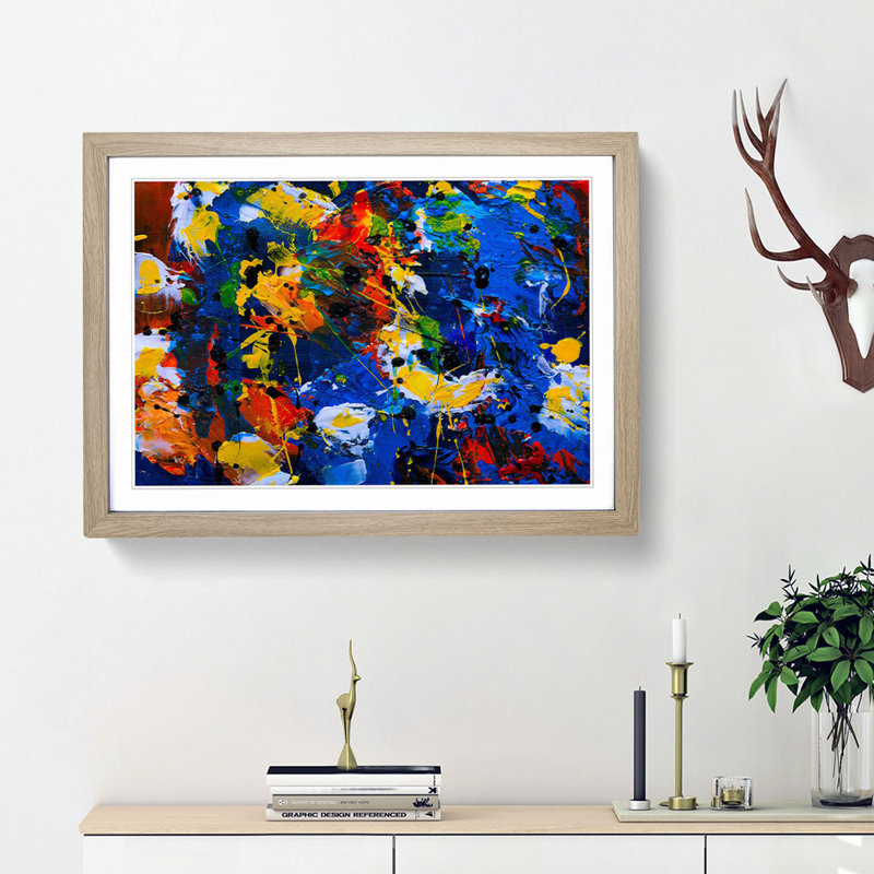 Abstract Art Painting Vol.270 by S.Johnson - Framed Print, 27cm H x 36cm W x 2cm D, Oak Framed