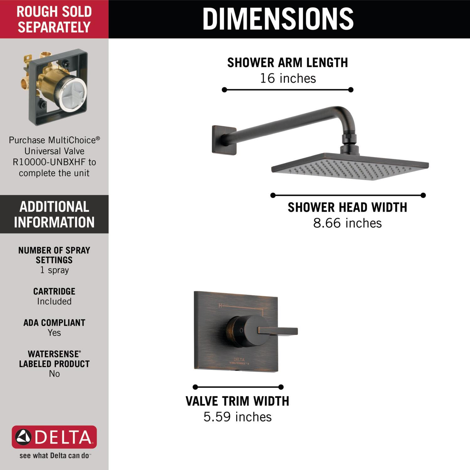 Vero 14 Series Single-Function Shower Faucet, Venetian Bronze