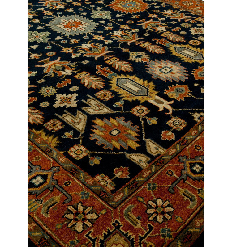 Heris Wool Oriental Area Rug in Navy, Rectangle 2' x 3'