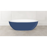 Painted Barcelona 70-1/4" x 33-5/8" Freestanding Soaking Bathtub in Volcanic Limestone with Overflow Hole