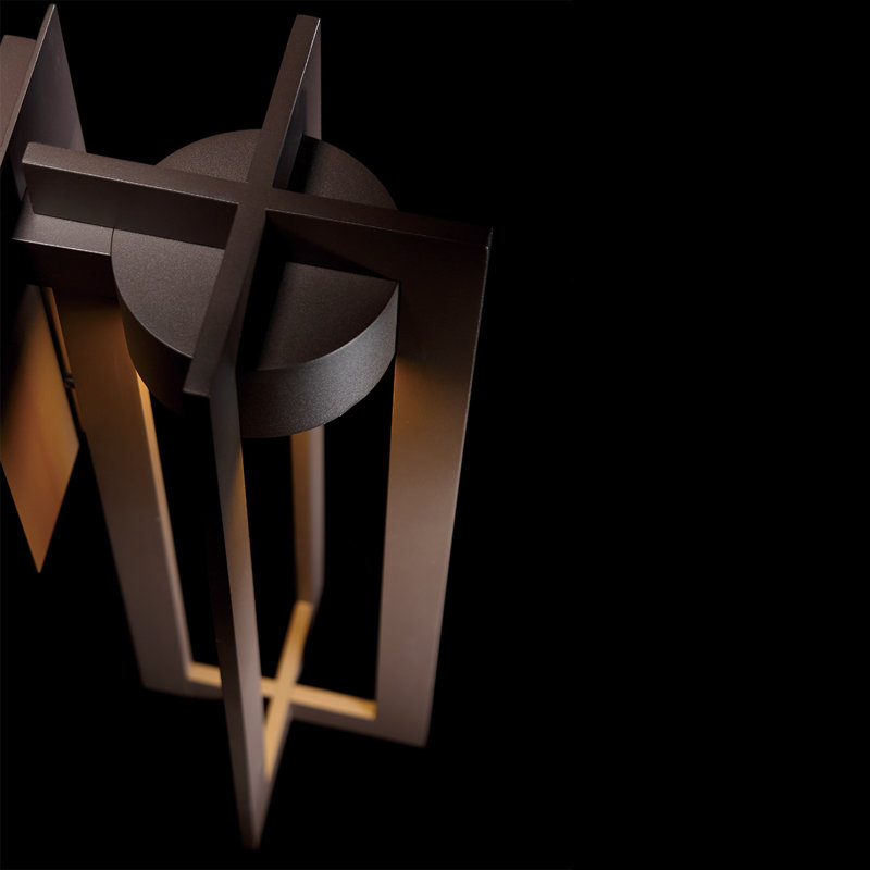 Chamber LED Outdoor Armed Sconce, Bronze, 16" H x 7" W x 8" D