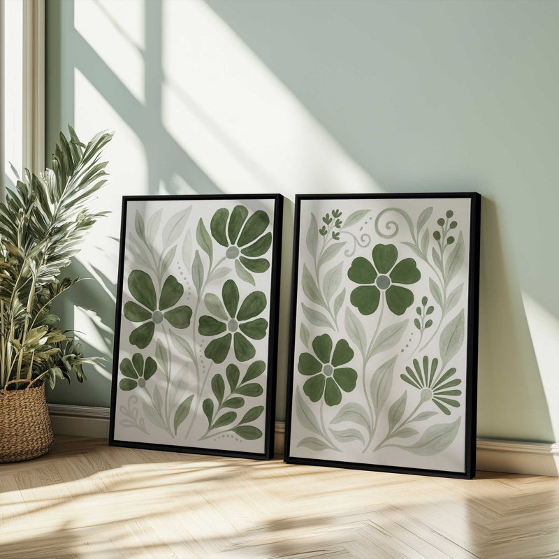 «Garden Whispers», ensemble de 2 impressions, 48 po x 32 po, Cadre flottant en chrome poli