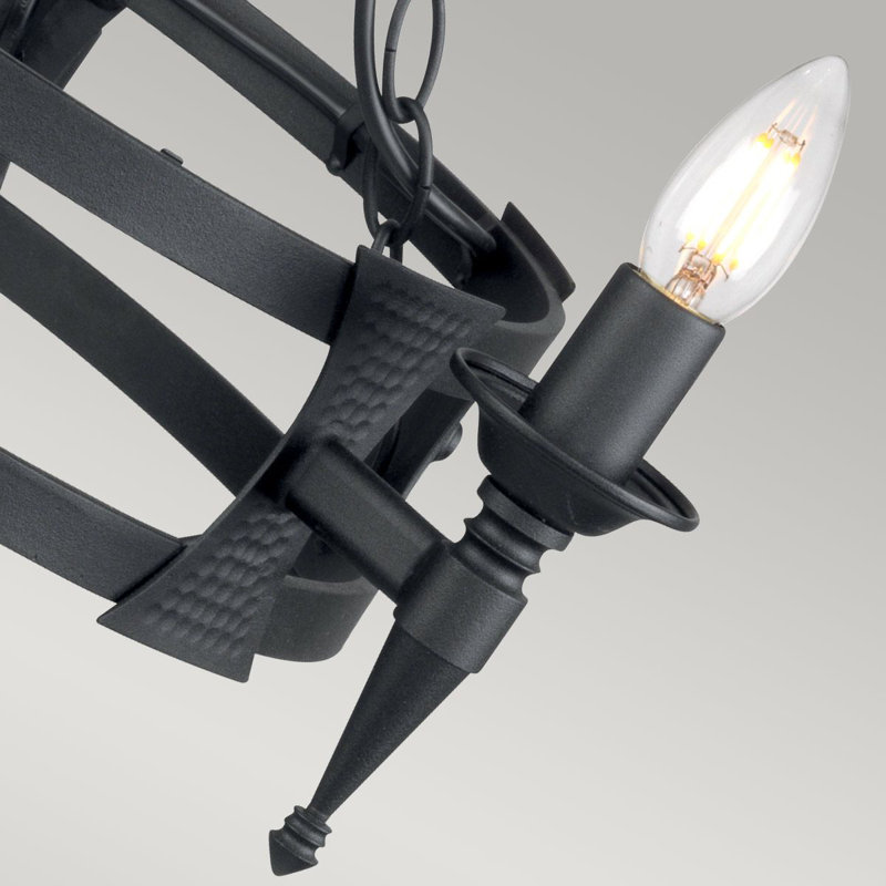 Voight 3 - Light Waggon Wheel Chandelier, Black