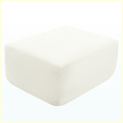 White Corduroy Ottoman, Modular Ottoman for 96.9" L-Shaped Sofa to Create U-Shaped Seating, for Living Room Study