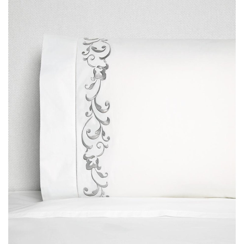 Griante Percale Pillow Case, King, White/White