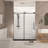 Frameless Shower Door 44-48"W X 76" H, 1/4 "(6 Mm) Clear Tempered Glass, Explosion Proof Film, Stainless Steel Handle-123404486
