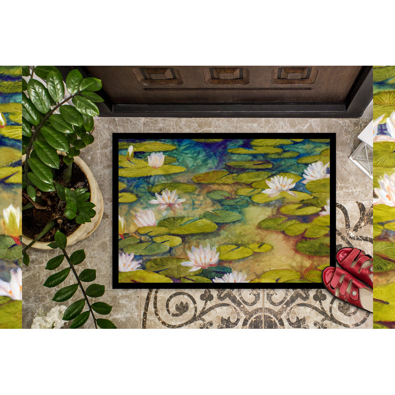 Non-Slip Doormat, Waterlillies, 18" W x 27" L