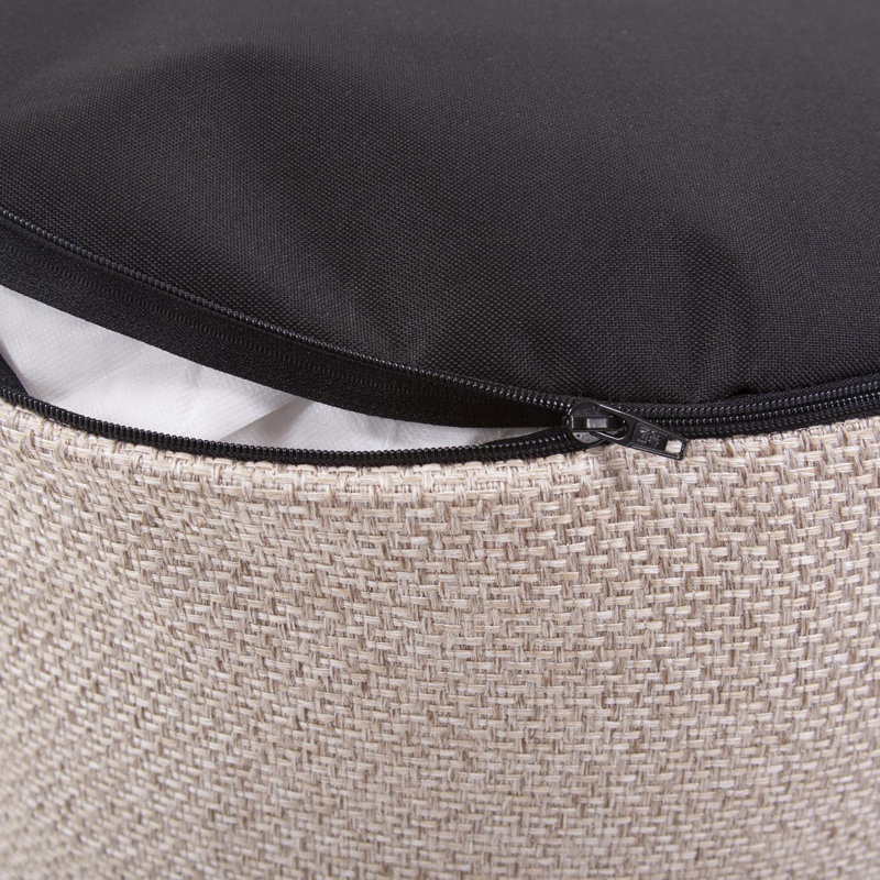 Pouf rond de 22 po de largeur, 100% polyester sable de Panama