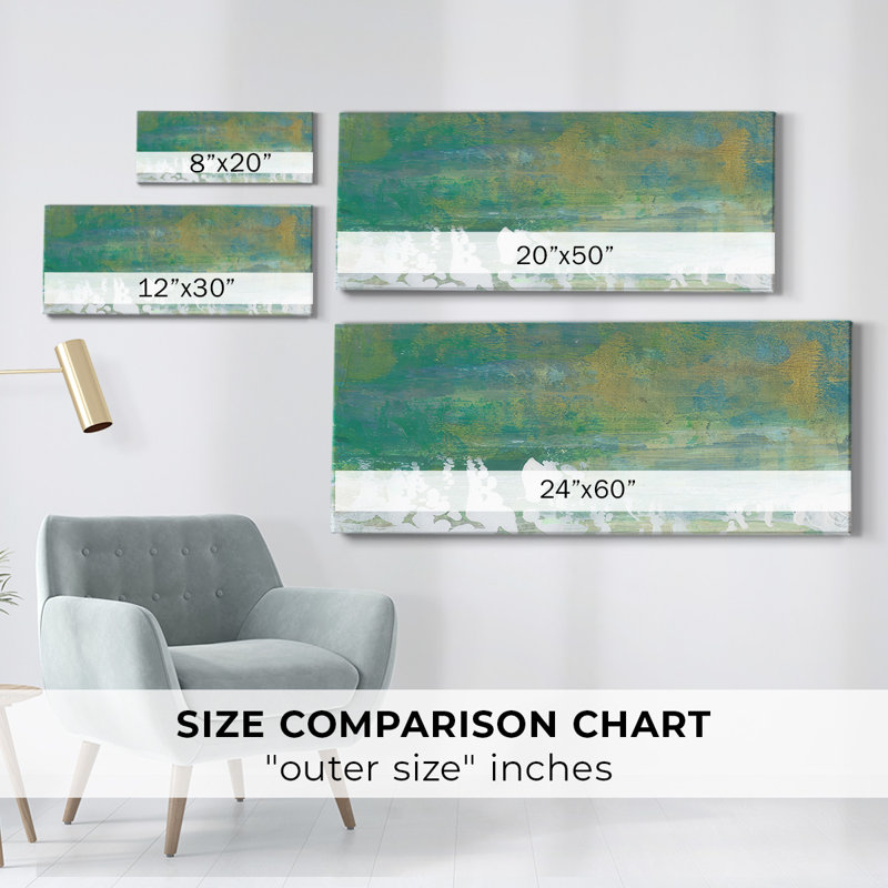 Chartreuse et turquoise II sur toile, H 8 po x l 20 po x P 1,5 po