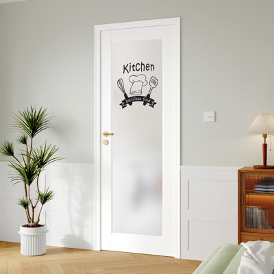 Kitchen Door Solid Manufactured Wood Frosted Glass Slab Door White Standard Door Without Hardware Kit