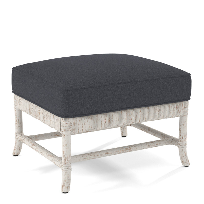 Lafayette Ottoman, Navy Blue Performance Fabric; 0851-61, Antique Frost White