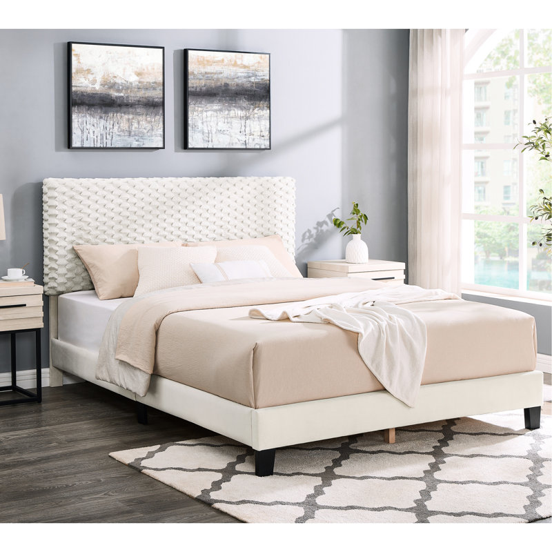 Lit en blanc, grand lit - tête de lit ajustable et mobilier confortable, Grand lit
