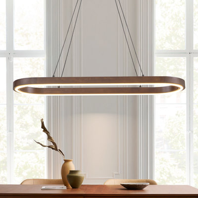 Luminaire suspendu en bois en forme d'anneau à 1 lumière 39W Modern Farmhouse