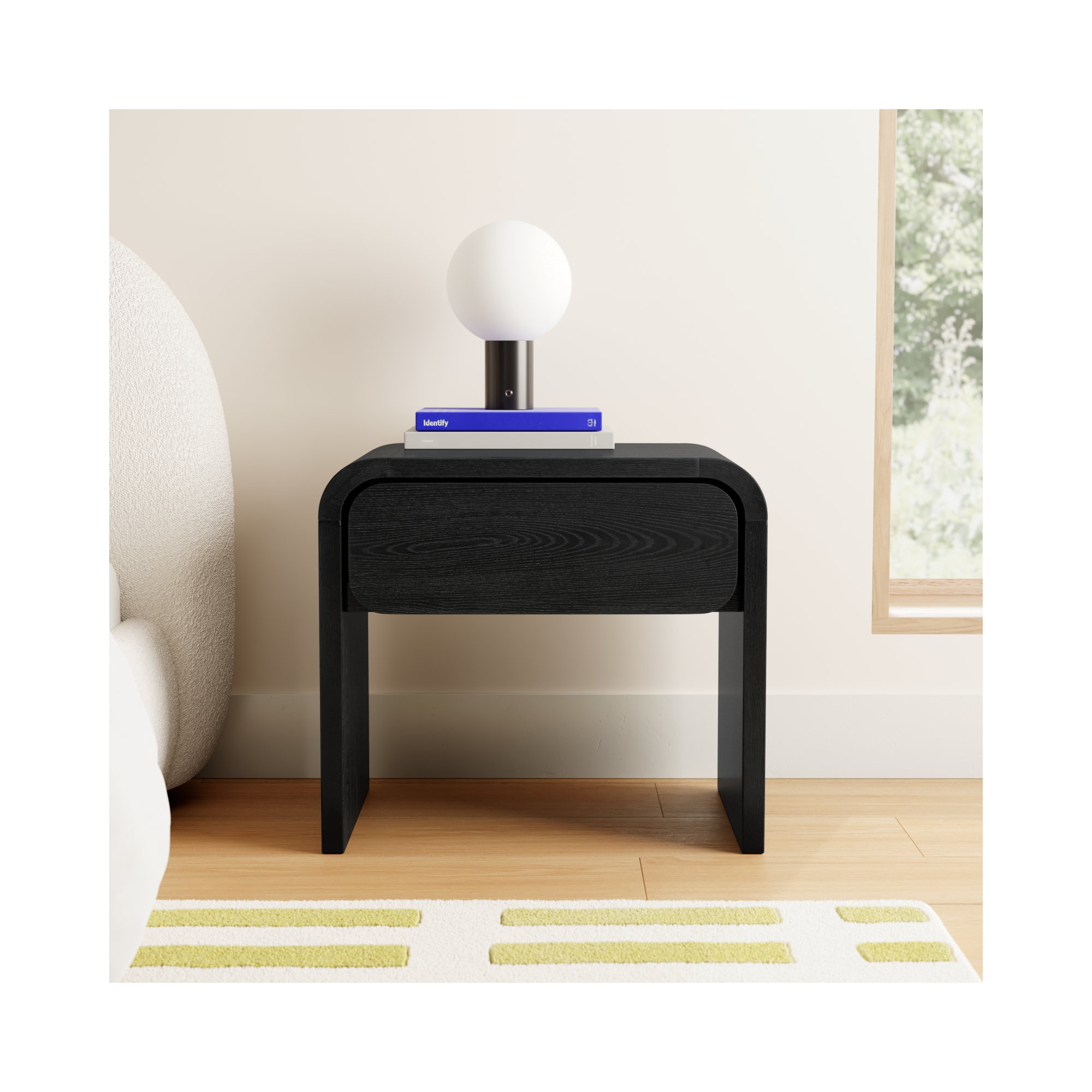 Nori 1 - Drawer Nightstand in Jet Black, Jet Black