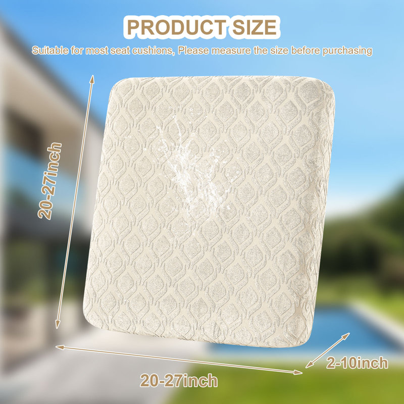 4 Pcs Waterproof Couch Cushion Covers，Washable Stretch Outdoor Patio Furniture Covers, White Fabric