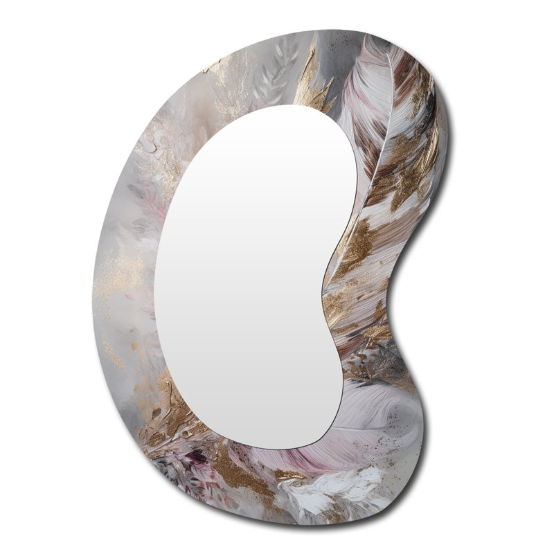 Haugan rose plume Boho Majesty I - miroir mural de forme unique Glam Feather, 39 po x 28 po
