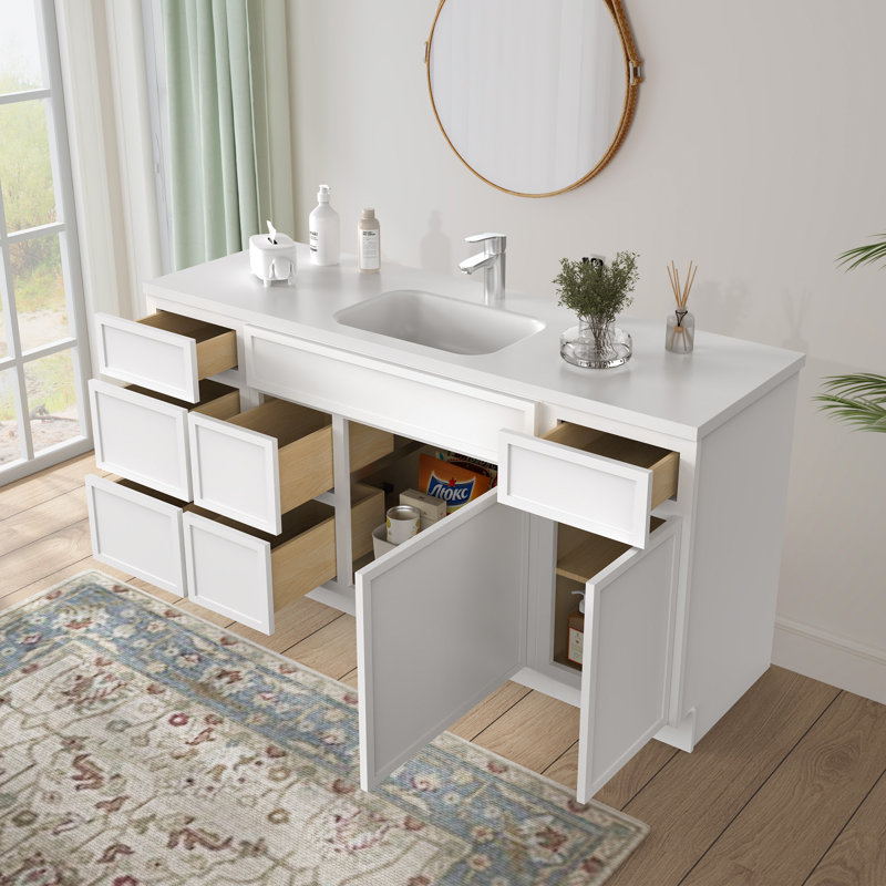 Base de meuble-lavabo simple 66 po seulement, Blanc