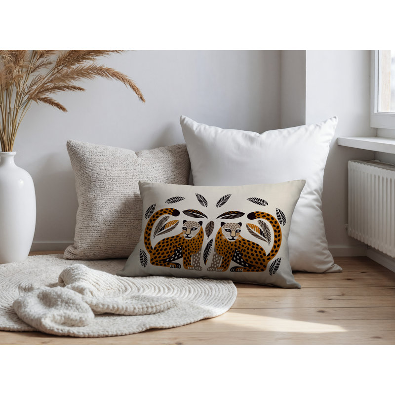 Coussin lombaire réversible Ayra Leopard, Rectangle H 18 po x l 25 po, Orange