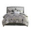 Couette grise King - 6 pièces avec jupe de lit brodée confortable