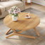 Table basse ronde 2-en-1 à hauteur réglable, en bois massif, polyvalente pour les petits espaces