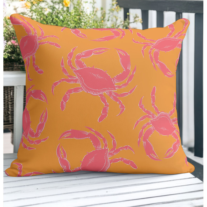 Coussin décoratif d'extérieur Crabby, Carré 20 po, Orange