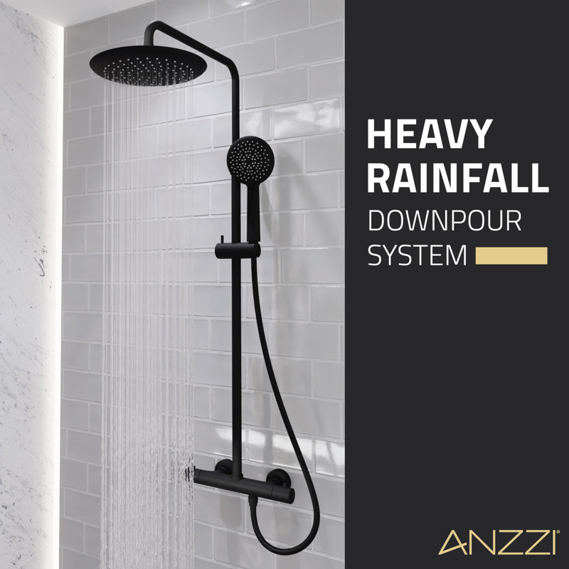 Matte Black Stainless Steel Multi-Head Shower System with Hand Sprayer