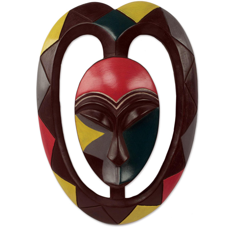 Décoration murale masque en bois kwele