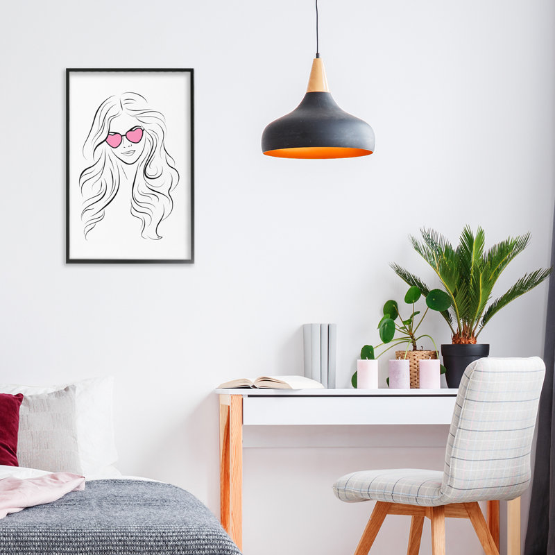 Lunettes de soleil à motif de cœurs roses Leila, estampe numérique, design par Martina Pavlova, H 18 po x l 12 po