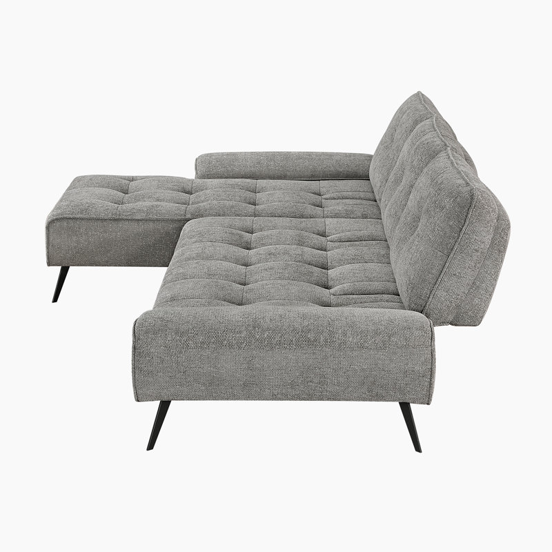 Canapé modulaire en chenille 2 pièces Kenner, Orienté à gauche (vu de face), Chenille gris tourterelle