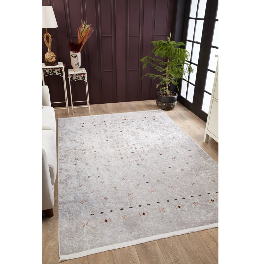 Adeanna Beige Modern Polyester Digital Print Area Rug