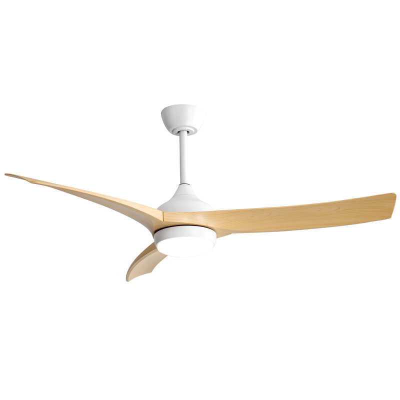 52 Inch Modern Ceiling Fan With 18W Led Light And Remote Control 3 Abs Blades Noiseless Reversible Dc Motor, White, White