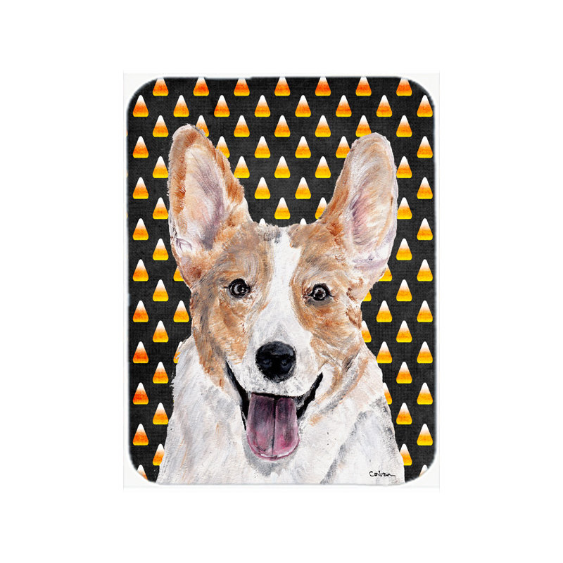 Planche à découper en verre caroline trésors cardigan corgi Halloween Candy Corn