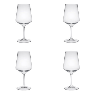 Set of Four Clear Tritan Plastic Stemmed All Purpose Wine Glasses
