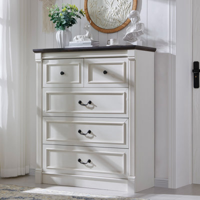 Burlington Farmhouse 5 Drawers Dresser for Bedroom, 46" Tall Dressers & Chests of Drawers w/Roman Column