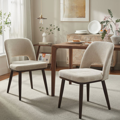 Mason Upholstered Side Dining Chair With Solid Wood Legs(Set of 2)