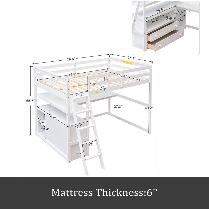 Lit mezzanine double Jerricho Kids, Blanc