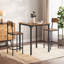 Ensemble de table de bar à hauteur de comptoir 3 pièces brun chaud et noir élégant, table de salle à manger carrée avec 2 tabourets, style industriel compact pour les petits espaces