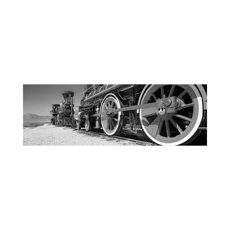 Train Engine On A Railroad Track, Golden Spike National Historic Site, Utah, USA - Wrapped Canvas Panoramic Print