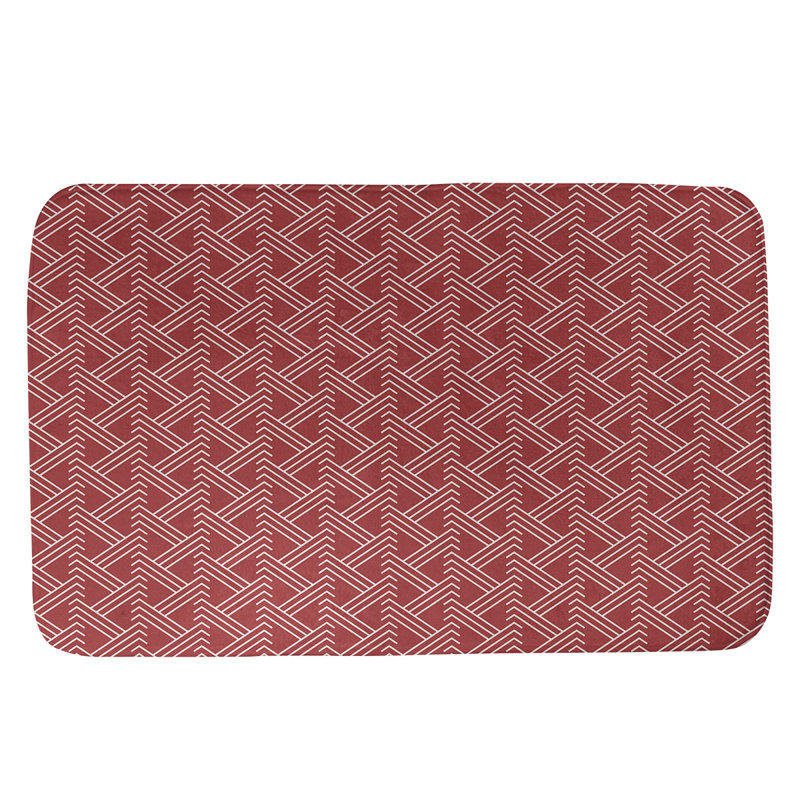 Tapis pour salle de bain Zig Zag, l 17 po x L 24 po, Rouge/blanc