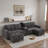 Modern U-shaped Sectional With Movable Storage Ottomans, Multifunctional Console, Bluetooth Speakers And Led Lights-1508630402