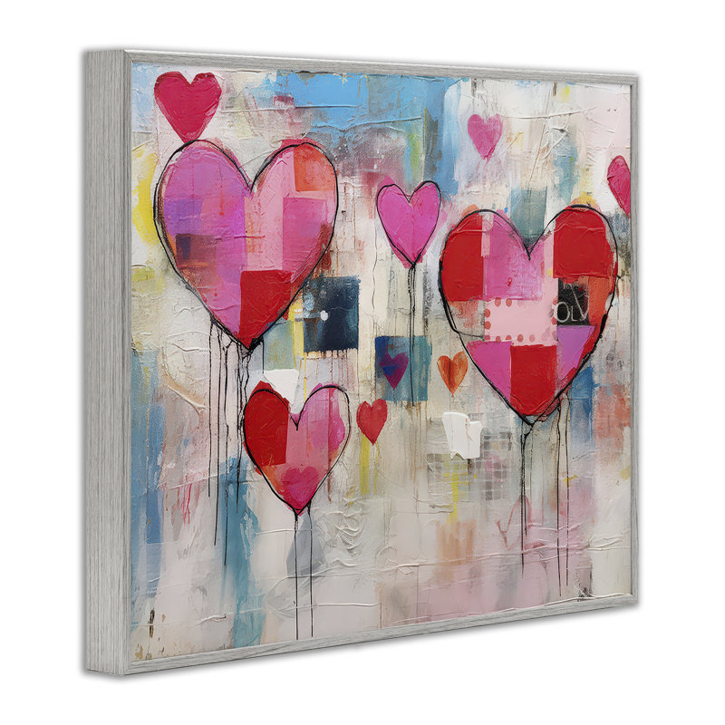«Urban Hearts», collage d'art encadré par LSR Design Studio, H 11 po x l 14 po, Estampe numérique Farmhouse