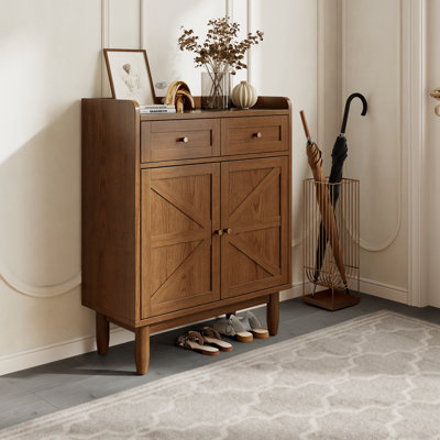 Armoire de rangement moderne en bois avec deux tiroirs et armoire inférieure à trois niveaux pour le salon ou la chambre à coucher