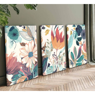 3 pièces Boho fleurs sauvages toile Art mural neutre aquarelle Boho peinture florale abstraite photo murale impression affiche pour salon chambre décoration de la maison